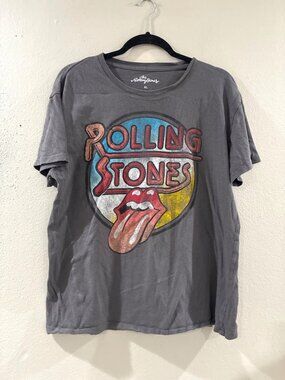 The Rolling Stones XL Gray T-Shirt With Graphic Tongue Logo 2022 Cotton Short Sl
